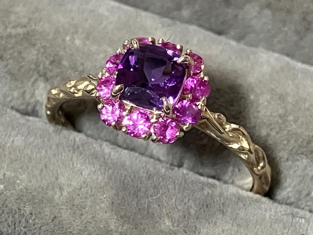 専用ですアメシスト×ピンクサファイア　花色のハーモニーリング