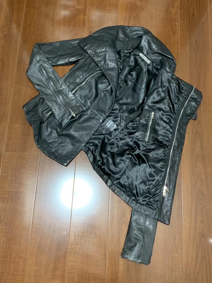 [00s EKAM] シングルライダース レザージャケット S 羊革 ブラック