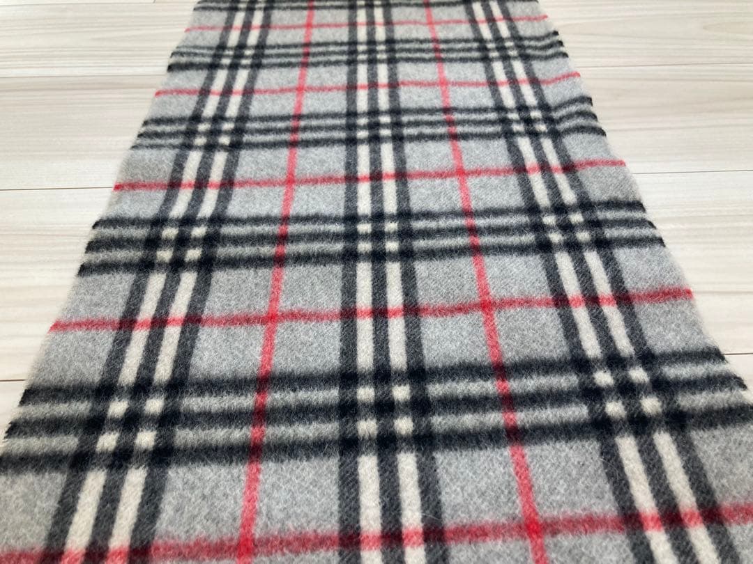 Burberry チェック柄マフラー グレー カシミヤ