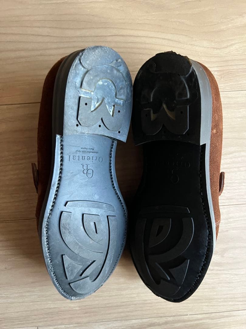 オリエンタルシューメーカー ブラウン スエード シングルモンク 25cm