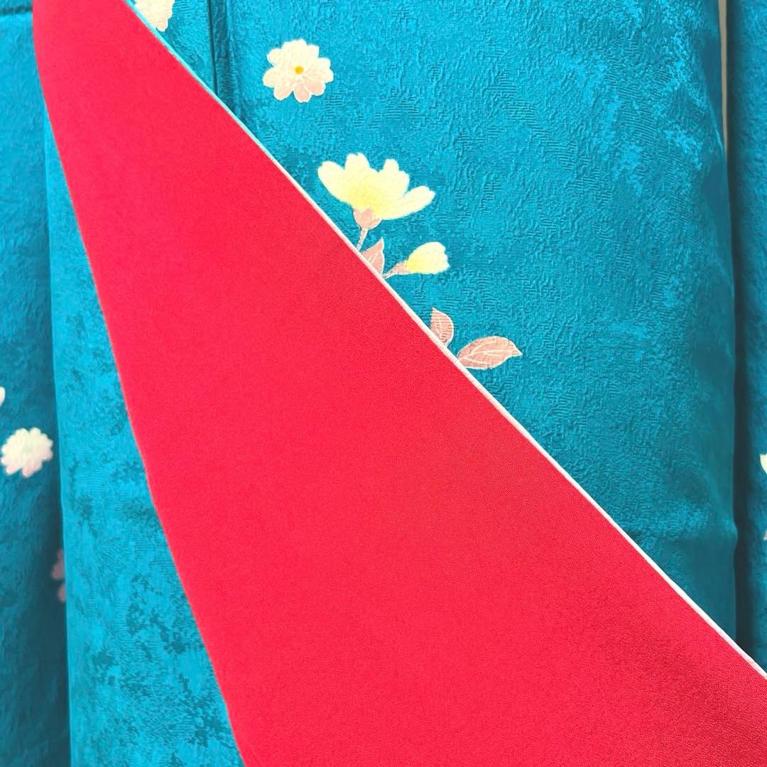 432 振袖フルセット 正絹 青緑 納戸色 桃 ブルーグリーン 銀彩 暈し染め