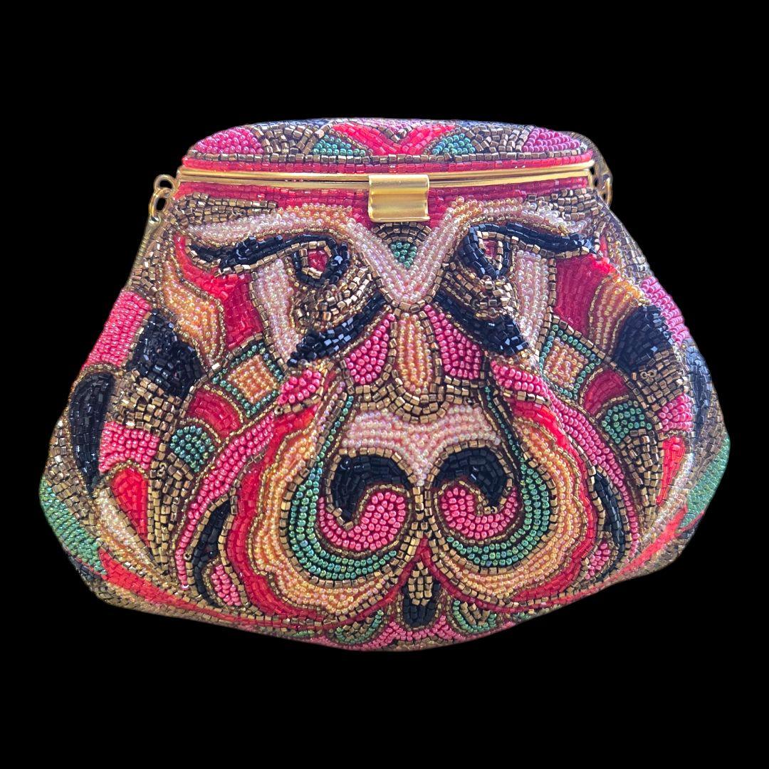 カラフルビーズ装飾パーティーバッグ