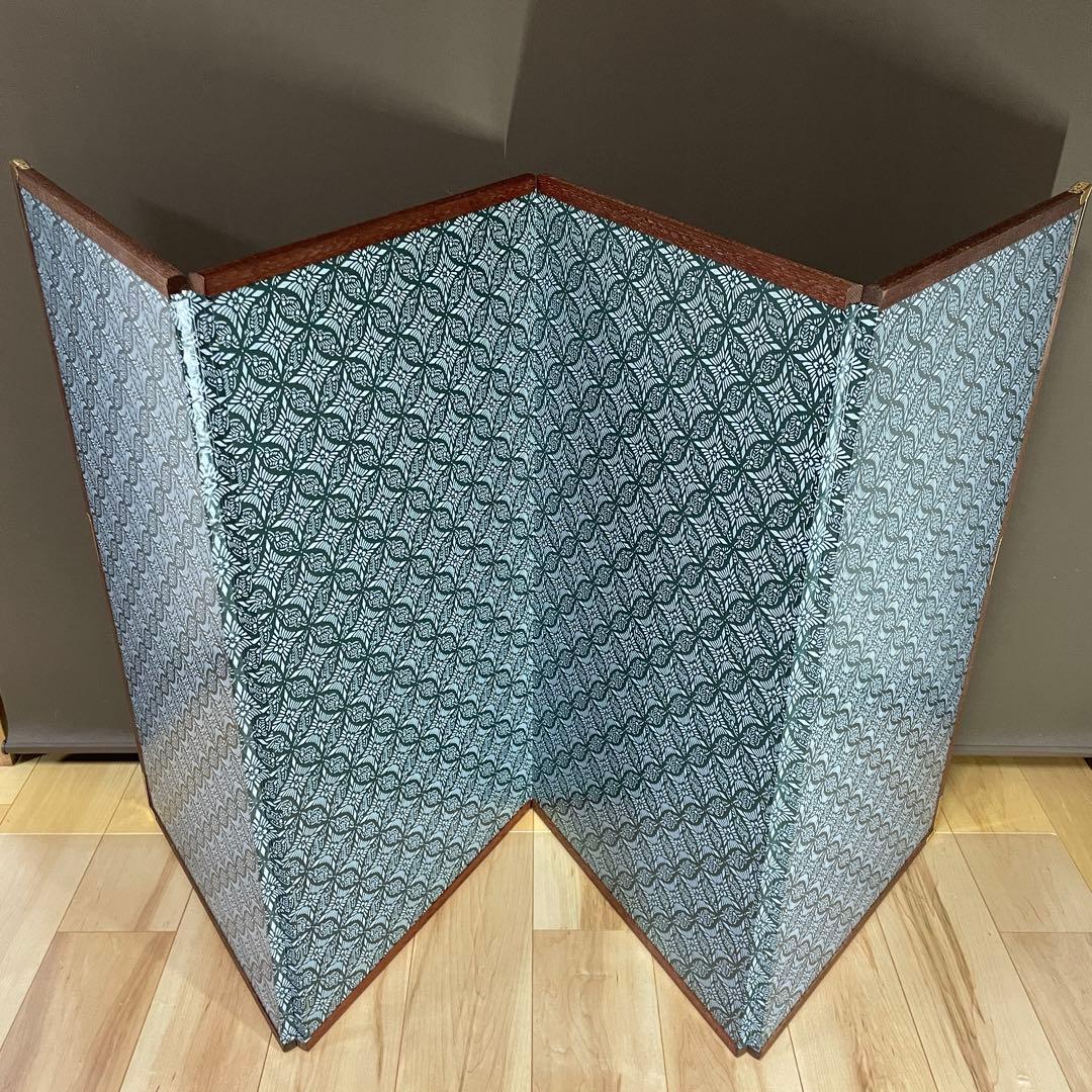 美品 豪華 金 屏風 衝立 パーテーション 慶事 一隻 四曲 四扇 旧家出物