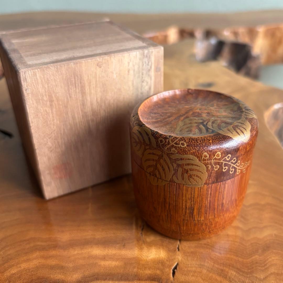 棗 竹根 蔦の葉 作家物 茶道具 共箱