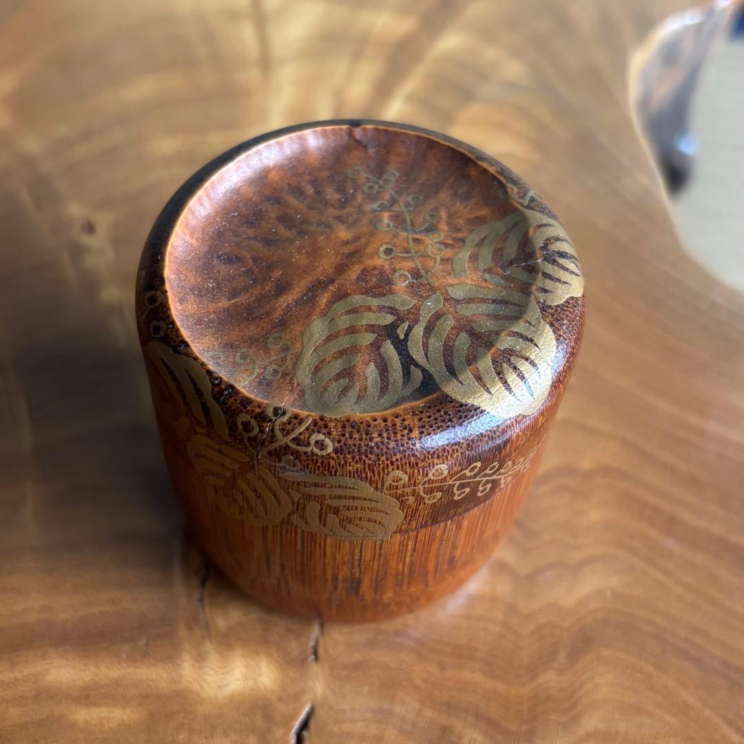 棗 竹根 蔦の葉 作家物 茶道具 共箱