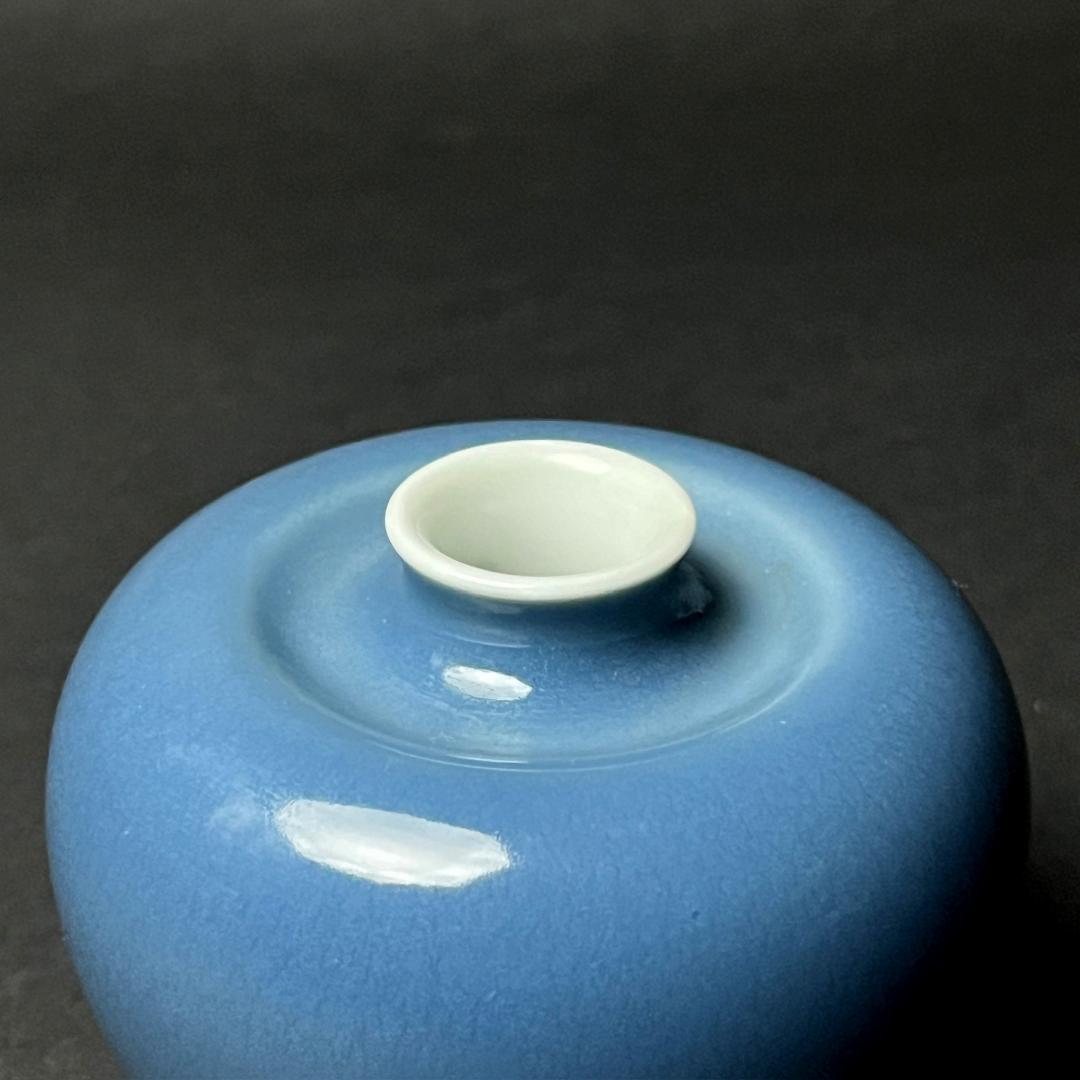 天青釉 天藍釉蘋果尊 大清康煕年製 款 中国美術 古玩 唐物 擺件 SN59