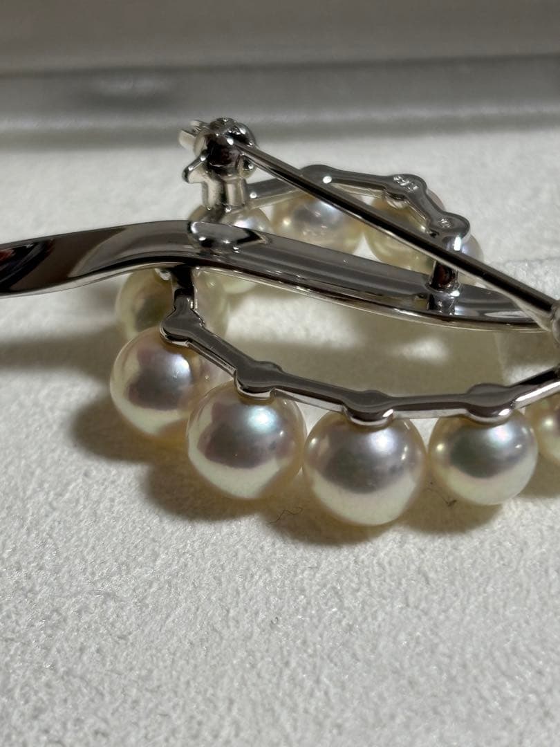 美品)　K18wgミキモト真珠 ブローチ