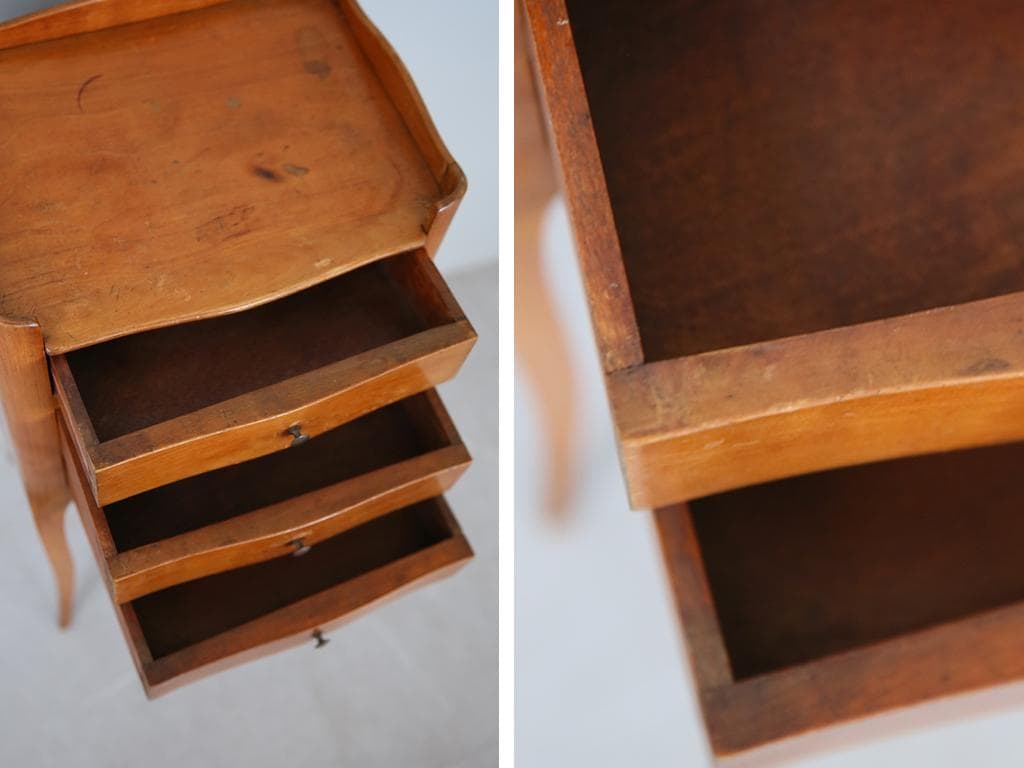 フランスアンティーク猫脚ナイトテーブル/木製キャビネット机飾り棚(82-13)