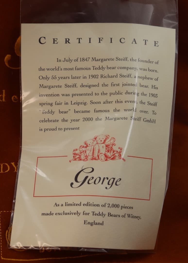 シュタイフ・テディベア e 限定2000体 Witneyの限定品