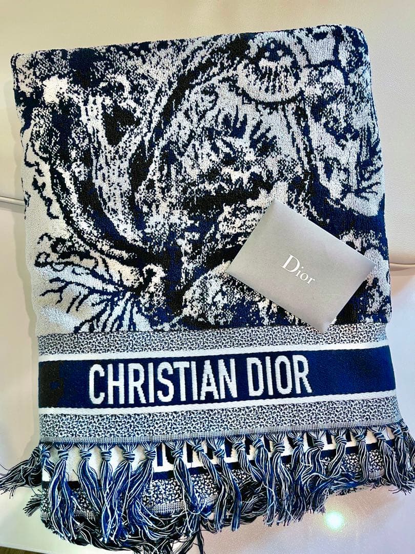 クリスチャン ディオール CHRISITIAN DIOR ビーチタオル ネイビー