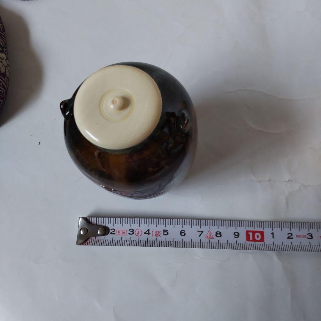 高取焼 亀井楽山 作 耳付茶入 仕覆 定家緞子 茶道具 共箱 茶入 新品 未使用