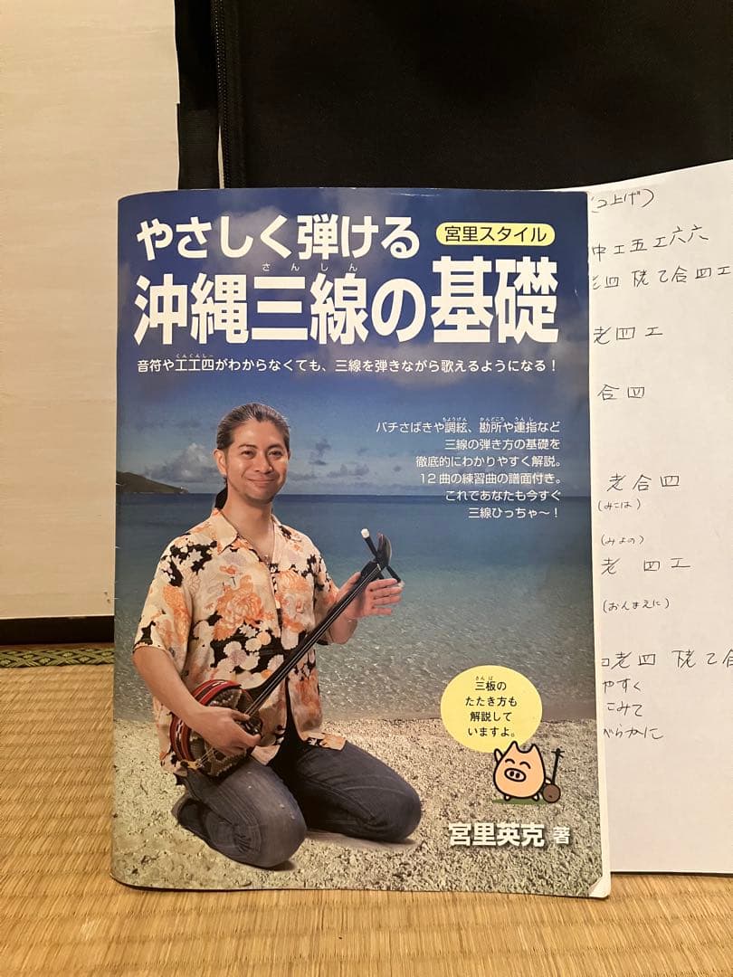 格安美品！【宮里三線】沖縄三線 本革 教本ケースセット 三線初中級心者