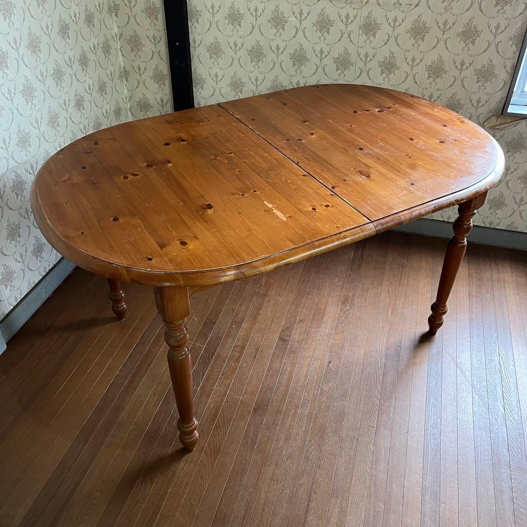 【アンティーク】北欧レトロ 天然木 エクステンションテーブル ダイニングテーブル