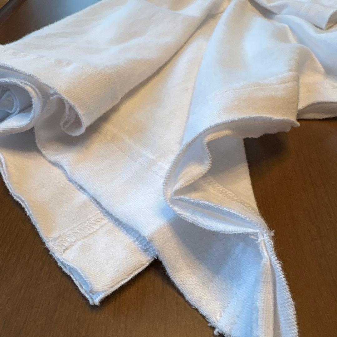 TAO ホワイト 7分袖 ポロシャツ裾変形デザイン