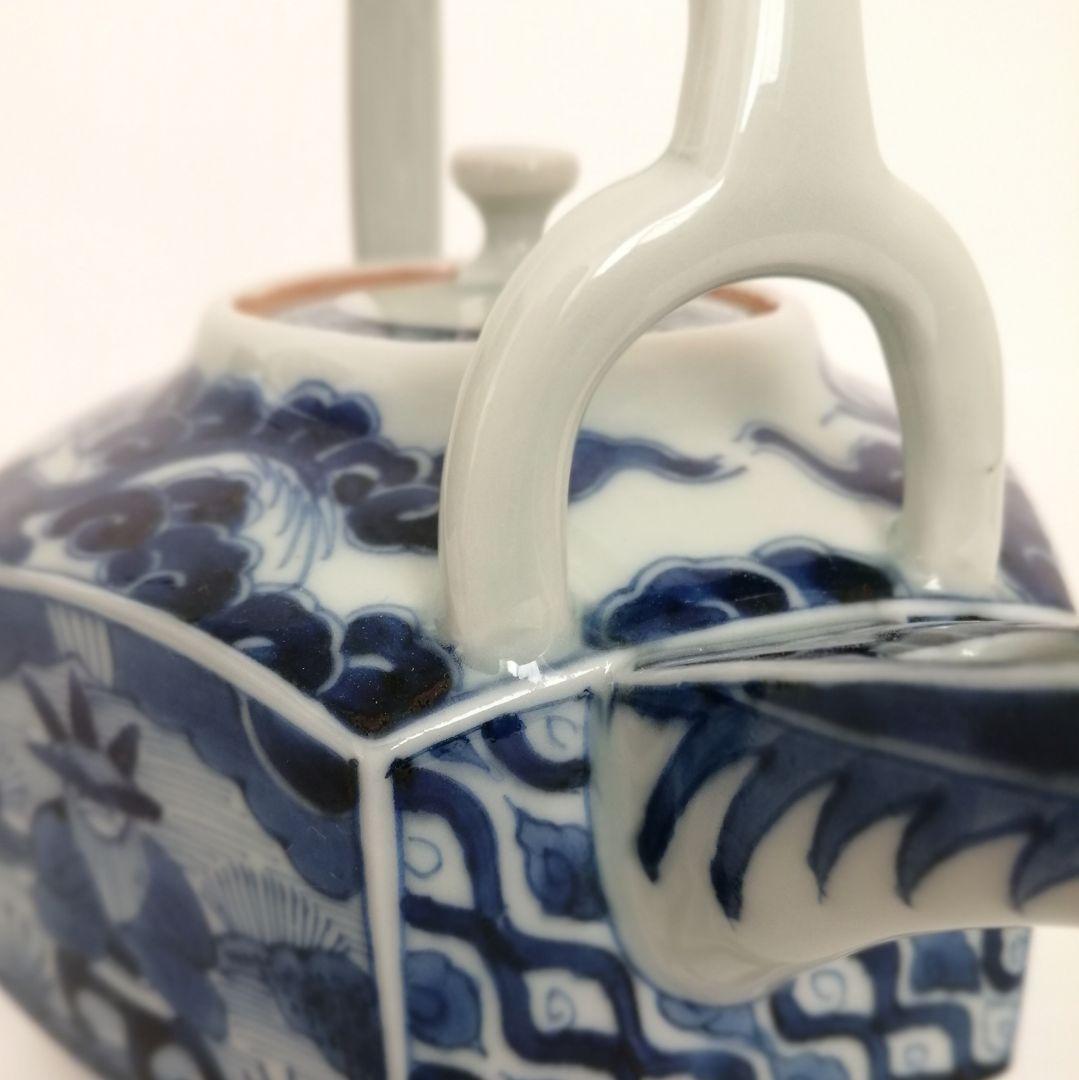 湖東焼　染付　六角　銚子