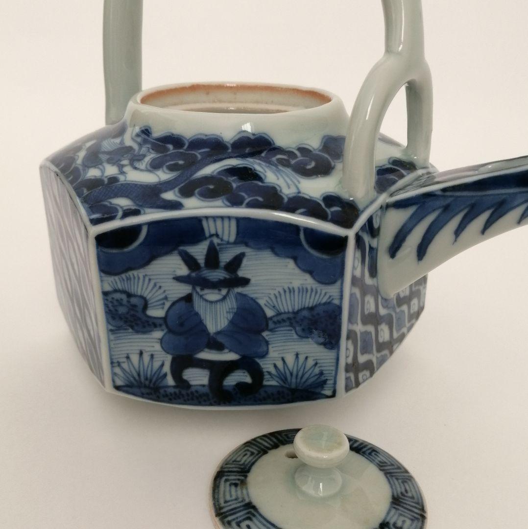 湖東焼　染付　六角　銚子