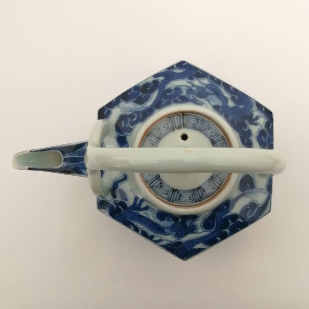 湖東焼　染付　六角　銚子