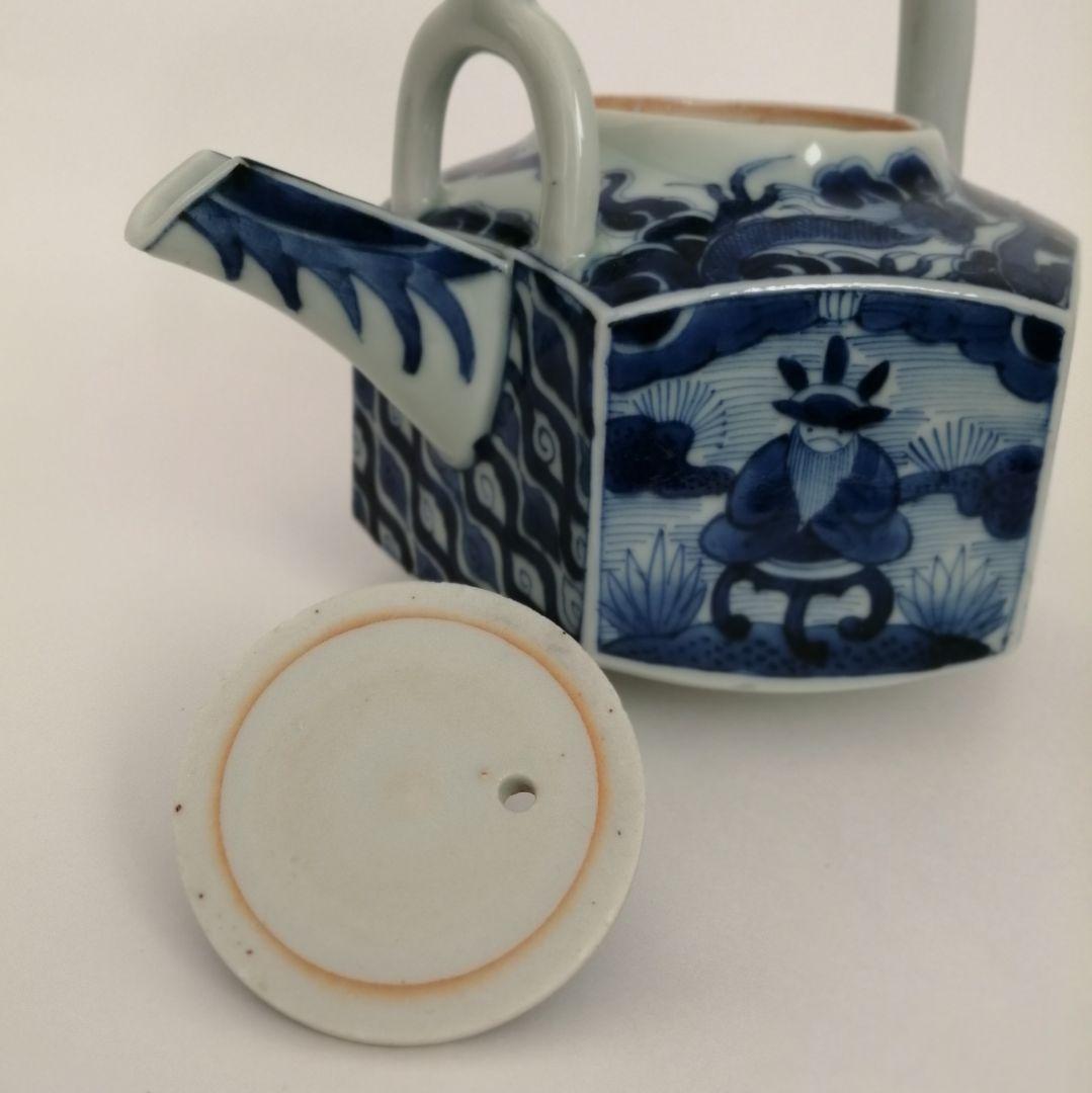 湖東焼　染付　六角　銚子