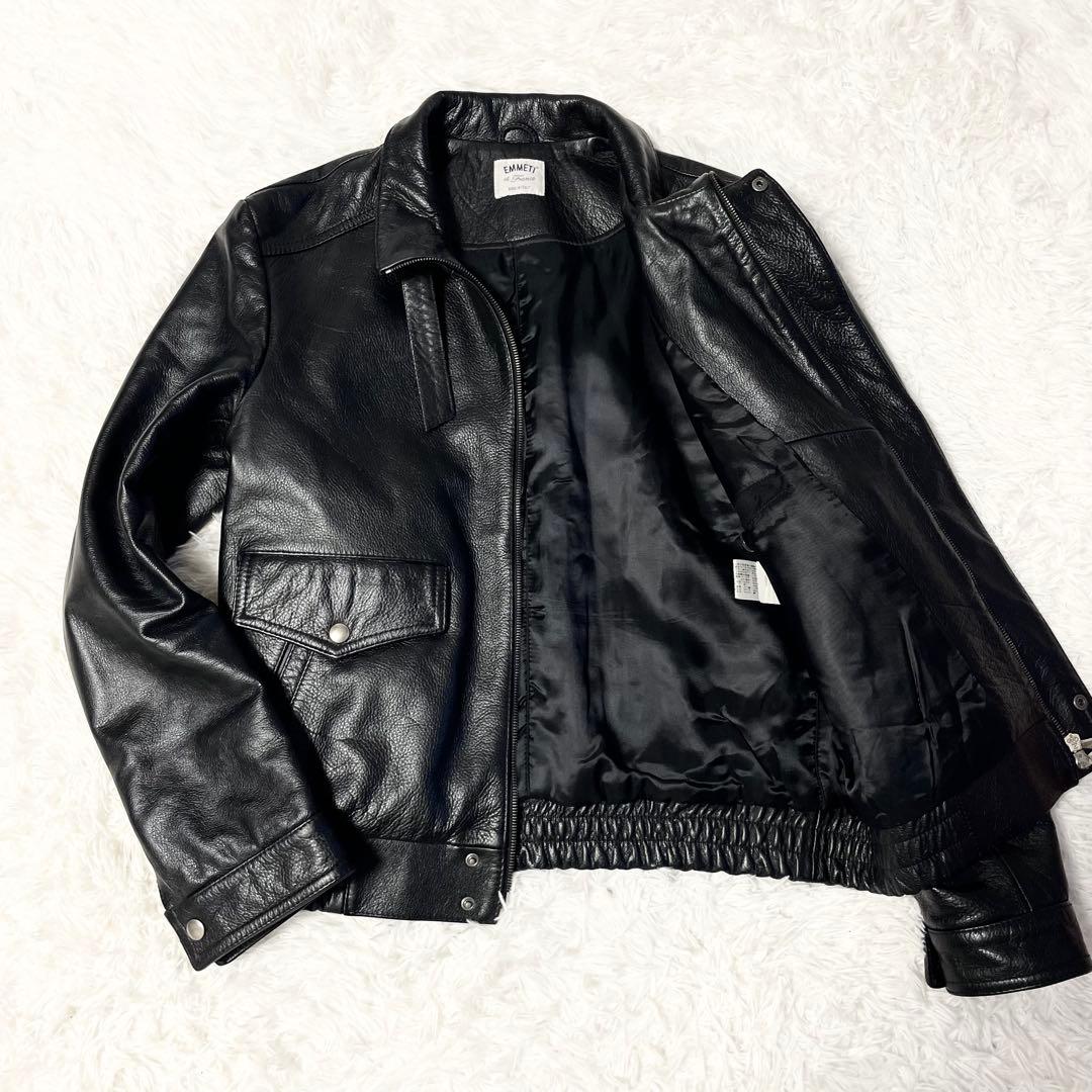【極美品】 エンメティ サイズ50 BEAMS別注 レザージャケット 黒