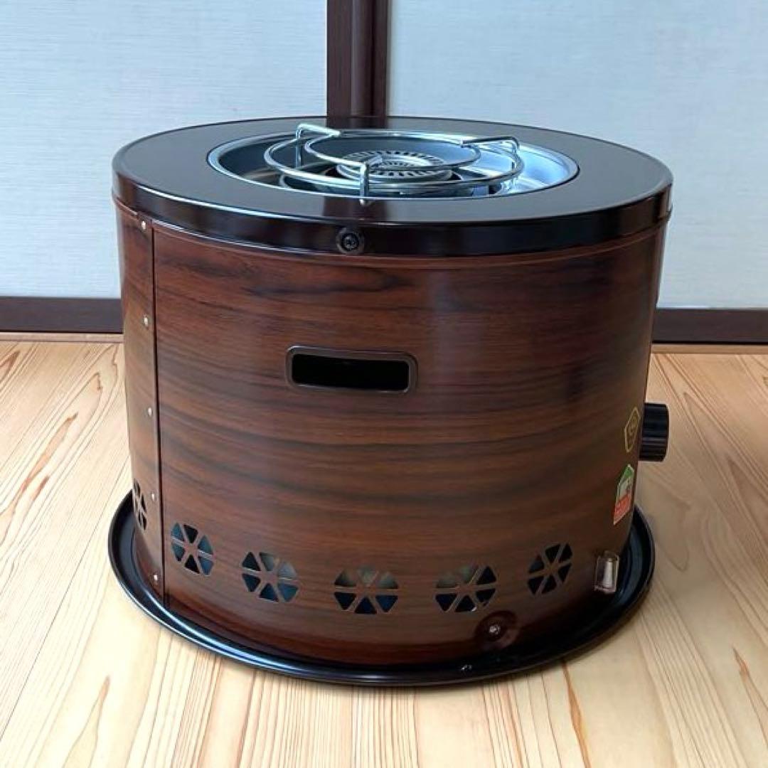 TOYOKUNI石油こんろ　かまくら木目調　暖房器具　火鉢　円形ストーブ　レトロ