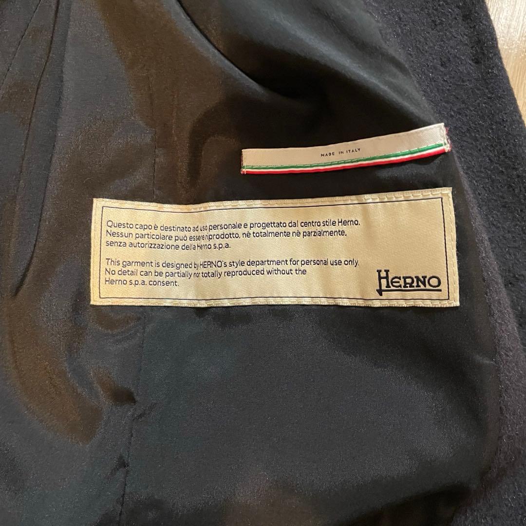 HERNOヘルノ　ブラックチェスターコート ウールシルク混合