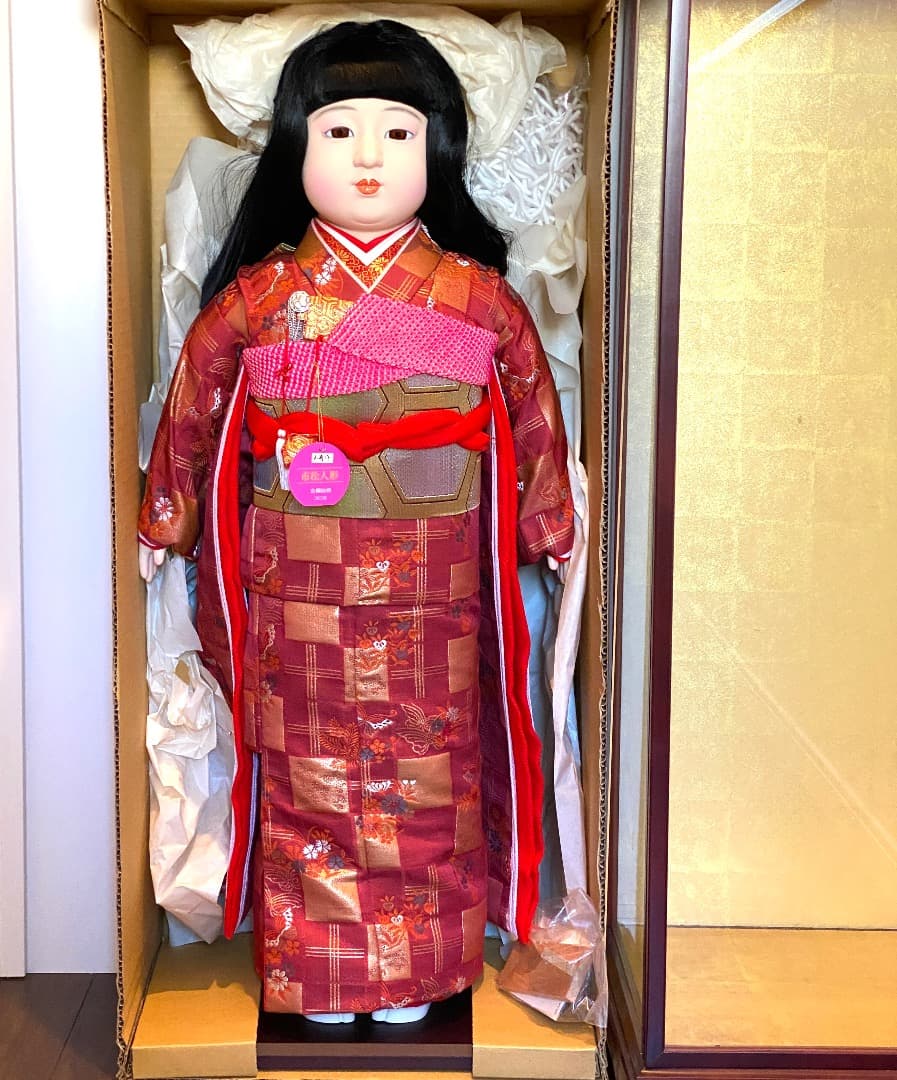 美品！【花雲斉玉秀作】大型 全長85cm 市松人形 女の子 振袖 着物