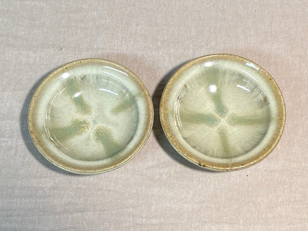 武内晴二郎作　糠白釉緑流小皿五枚組