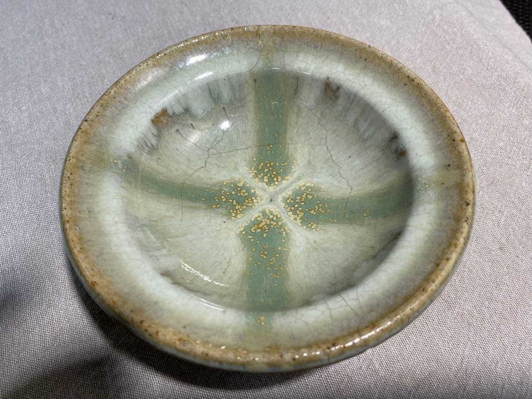 武内晴二郎作　糠白釉緑流小皿五枚組