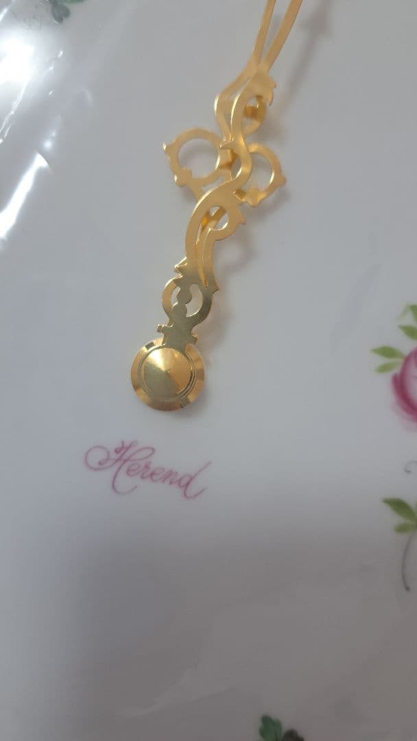 Herend 花柄掛時計 ゴールド針