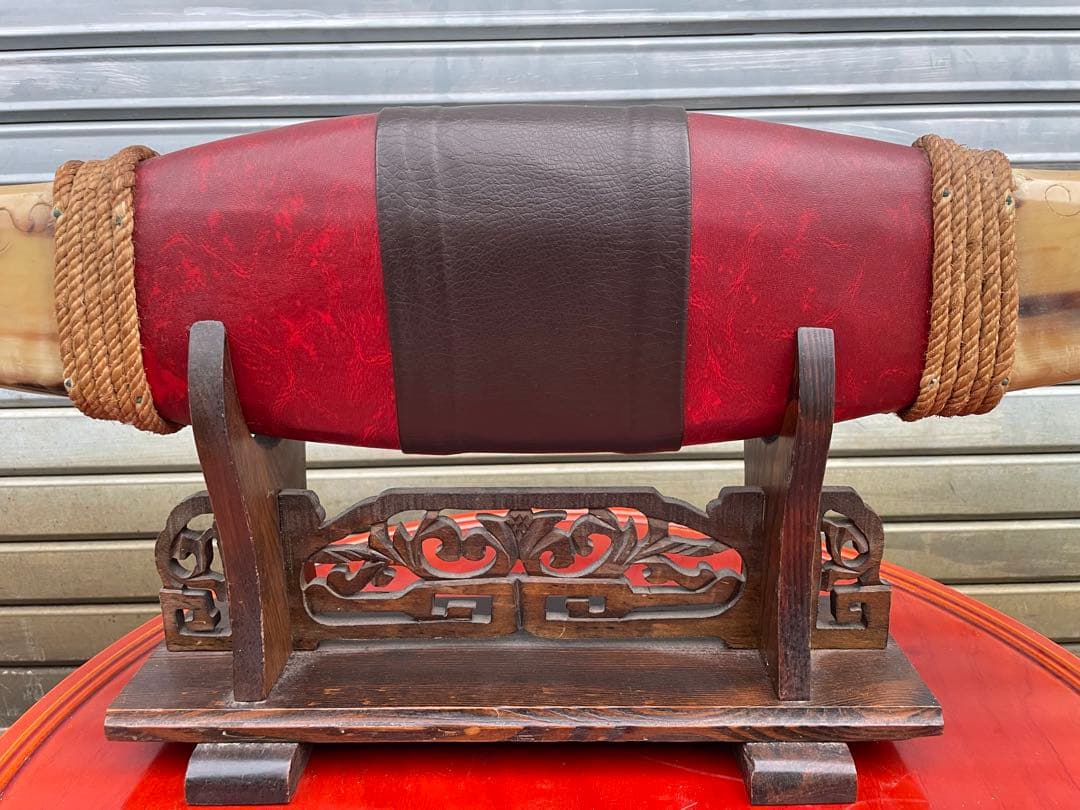 水牛の角 置物 ドラゴン彫刻付き