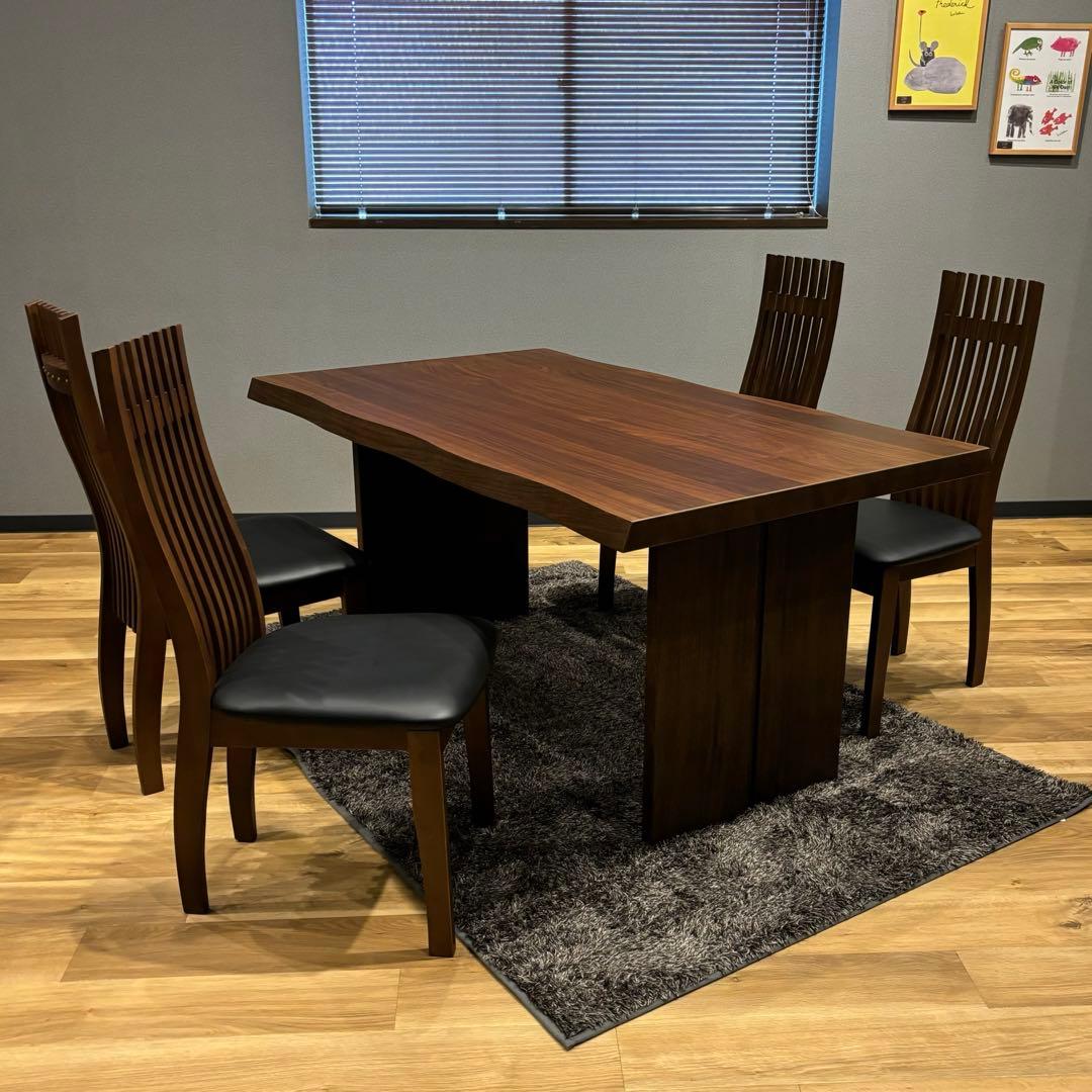 ダイニング5点セット　テーブル　チェア　ブラウン　ウォールナット　モダン
