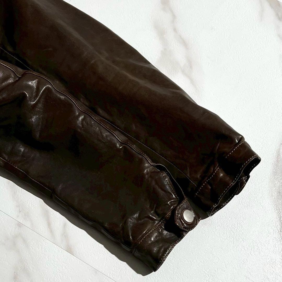 【美品/M】バックラッシュ ライダースジャケット ホースレザー ブラウン系