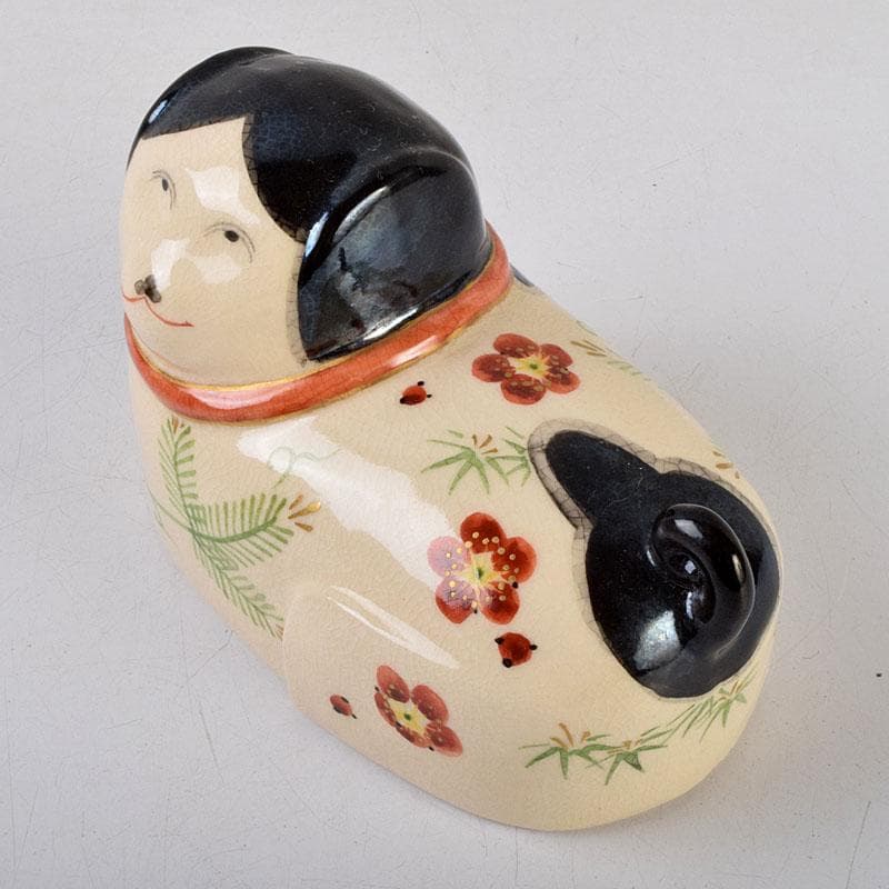 京焼　伊東陶山作　犬張子　お伽犬　置物　縁起物　共布共箱　C　8781
