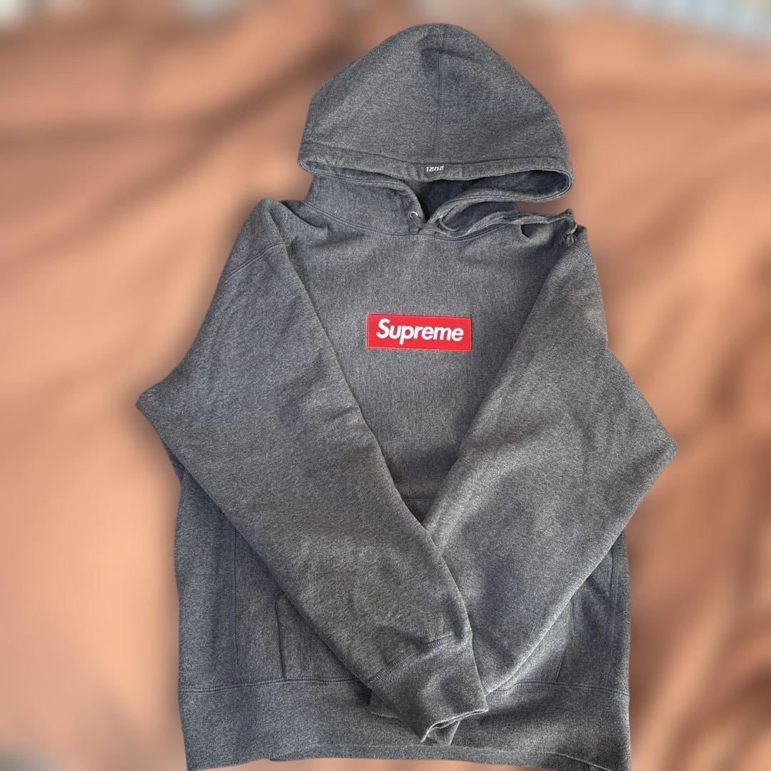 Supreme Box logo hooded チャコールグレー　パーカー