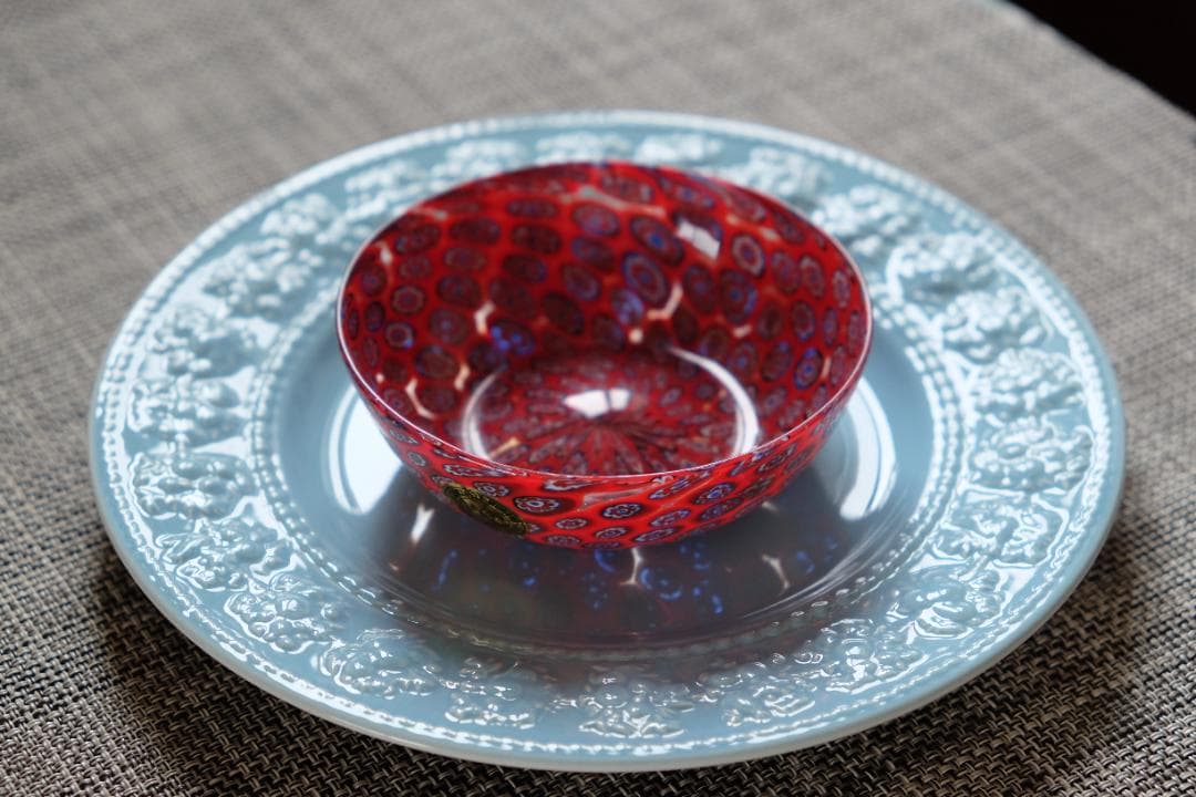 ベネチアンガラス プレート ミルフィオリ 検/アラビア 江波冨士子 花瓶 ムラノ