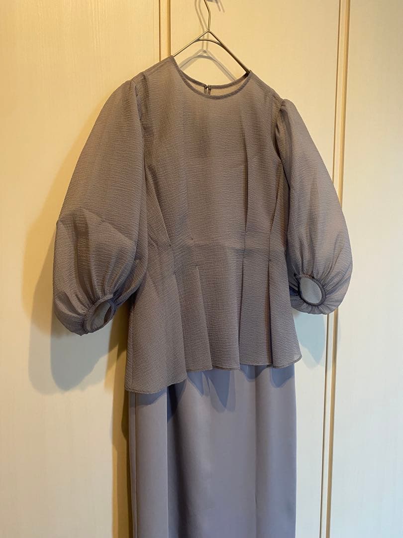 タグ付　URBANRESEARCH ブラウスレイヤードドレス FREE サックス