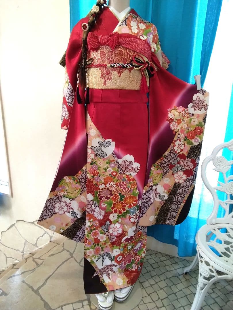 振袖フルセット、正絹振袖成人式、重ね衿帯揚げ帯締め、高級袋帯、襦袢、ガード加工