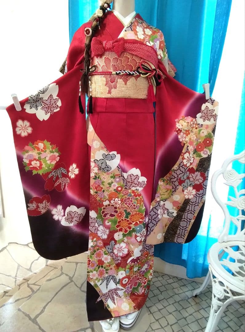 振袖フルセット、正絹振袖成人式、重ね衿帯揚げ帯締め、高級袋帯、襦袢、ガード加工