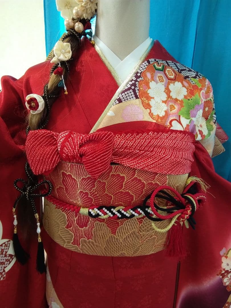 振袖フルセット、正絹振袖成人式、重ね衿帯揚げ帯締め、高級袋帯、襦袢、ガード加工