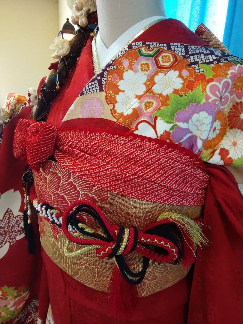 振袖フルセット、正絹振袖成人式、重ね衿帯揚げ帯締め、高級袋帯、襦袢、ガード加工