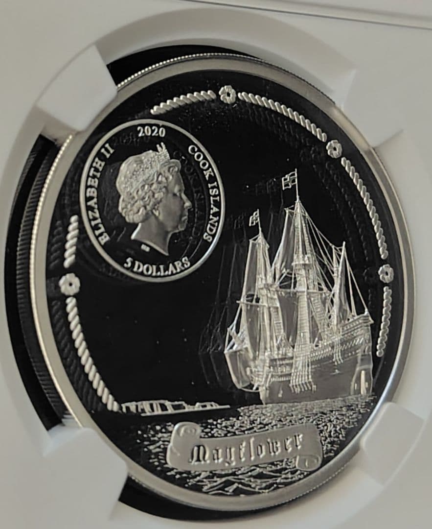 最高鑑定 2020年 クック諸島 銀貨 NGC PL70 メイフラワー号 