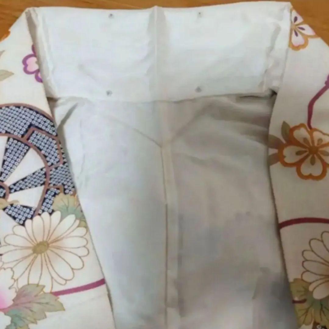 【2回着用】振袖◆8点セット◆成人式◆卒業式など クリーム色 花柄