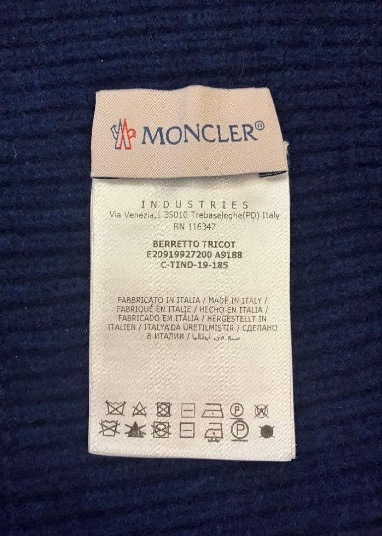 モンクレール ビーニー ダブルロゴ　カシミヤ混　ユニセックス　ネイビー
