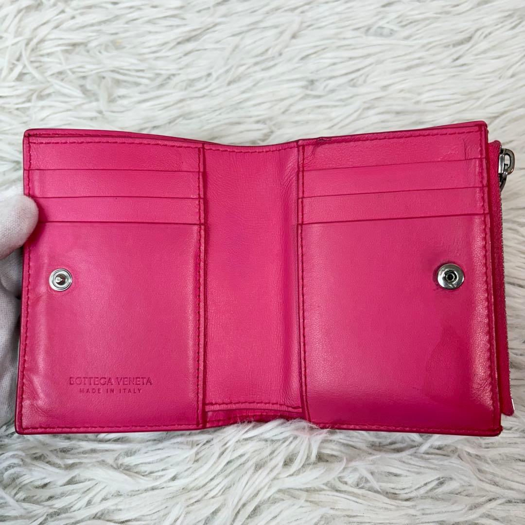 美品/現行/RFID✨ボッテガヴェネタ カセット スモール 二つ折り財布 ピンク