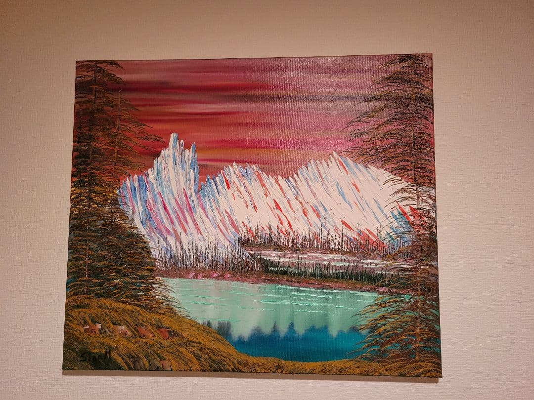 絵画 Mountain waterfall