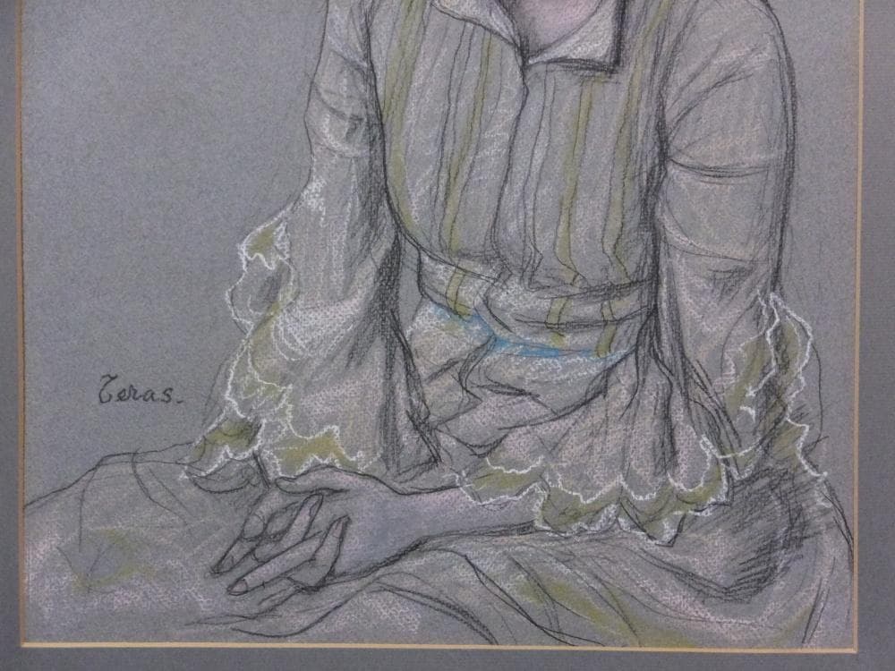 寺島龍一　直筆サイン『女性』ペーパーにパステル画 10号 0313B