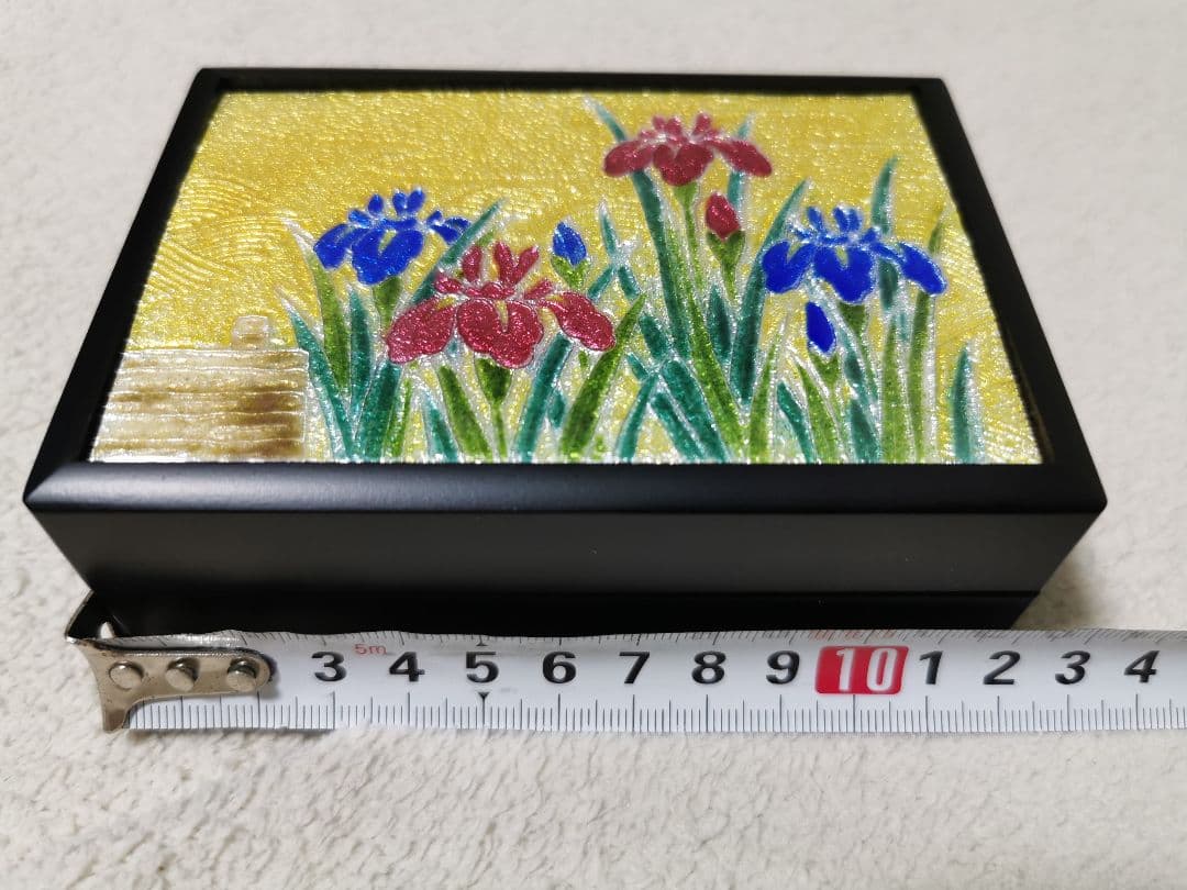 日本伝統工芸　創作七宝　七宝焼　小物入れ　小箱菖蒲七宝焼 DK120-12