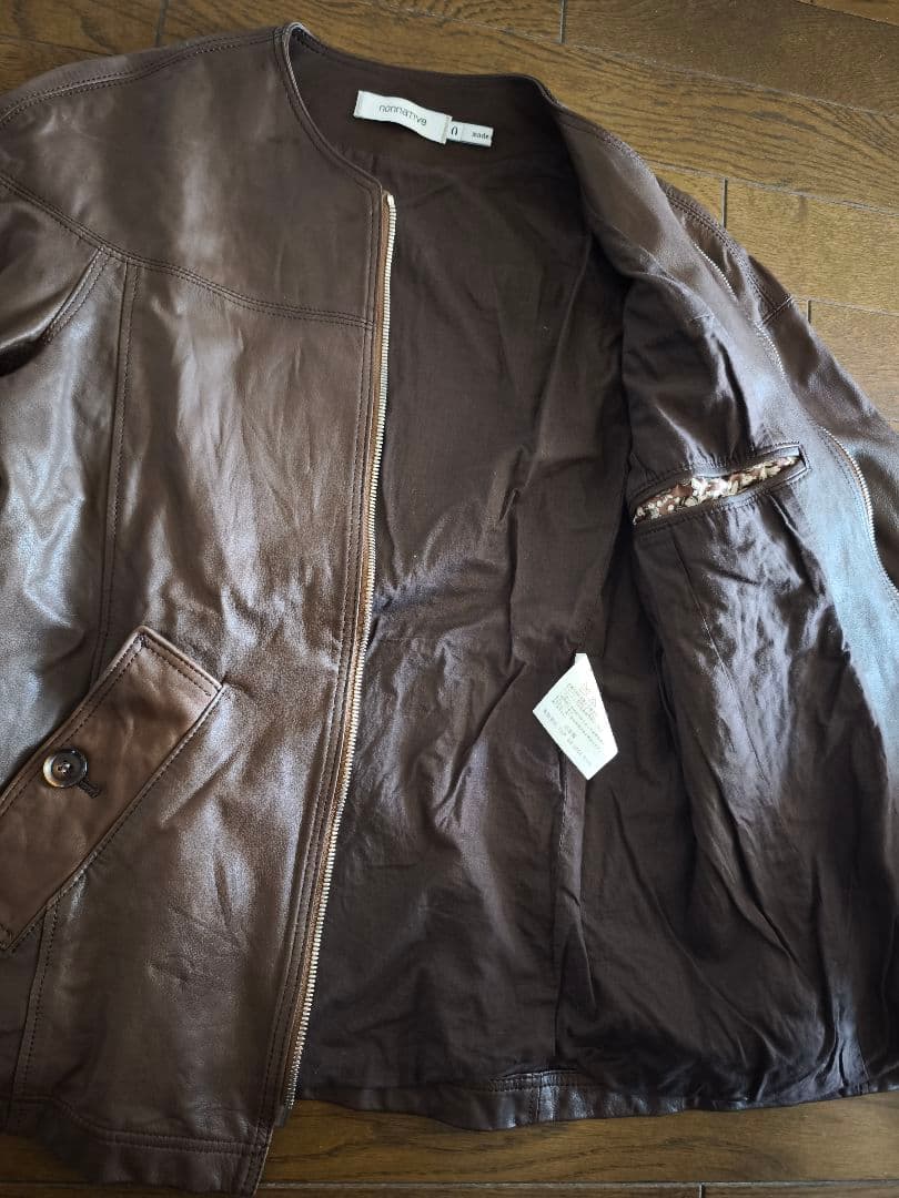 nonnative ノーカラーレザージャケット　ブラウン　0 NN-J2301