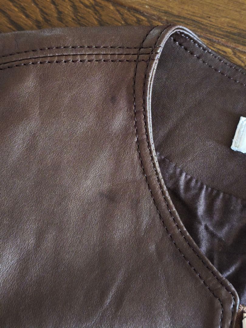 nonnative ノーカラーレザージャケット　ブラウン　0 NN-J2301