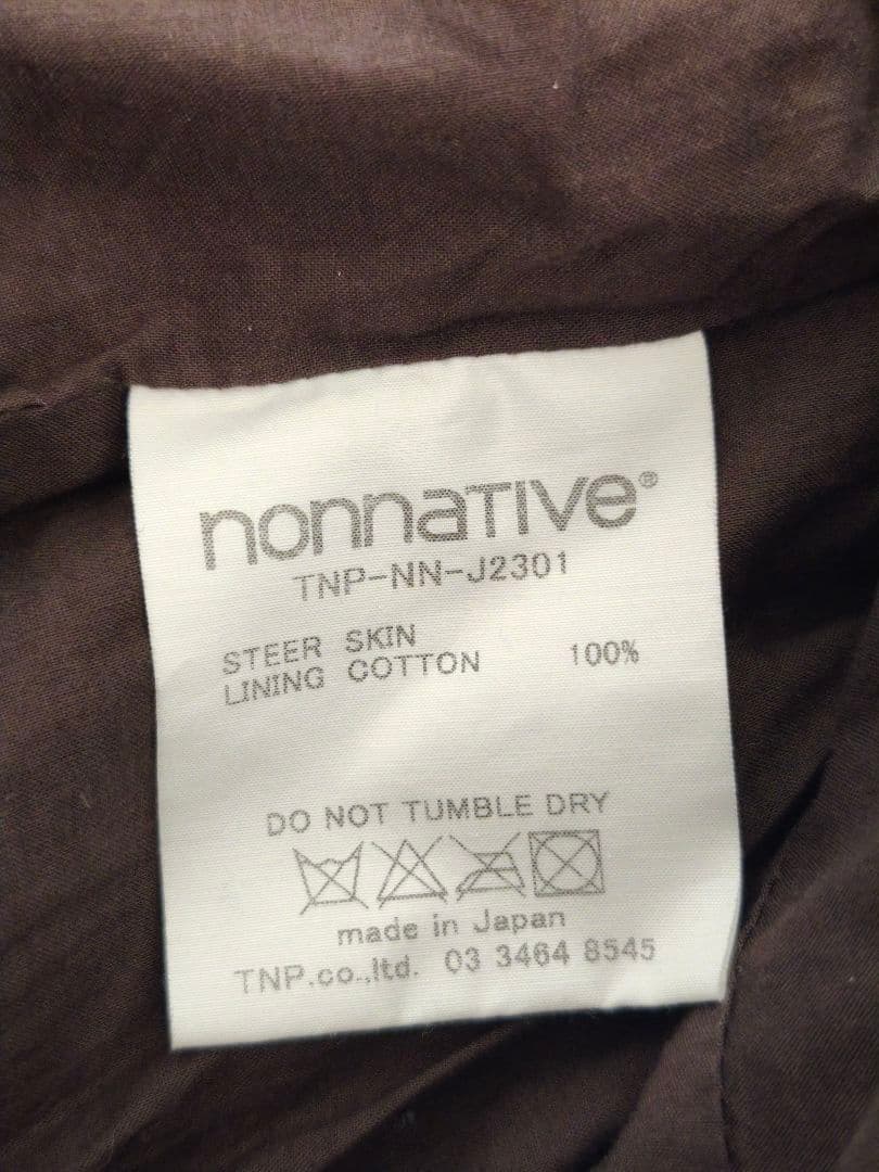 nonnative ノーカラーレザージャケット　ブラウン　0 NN-J2301